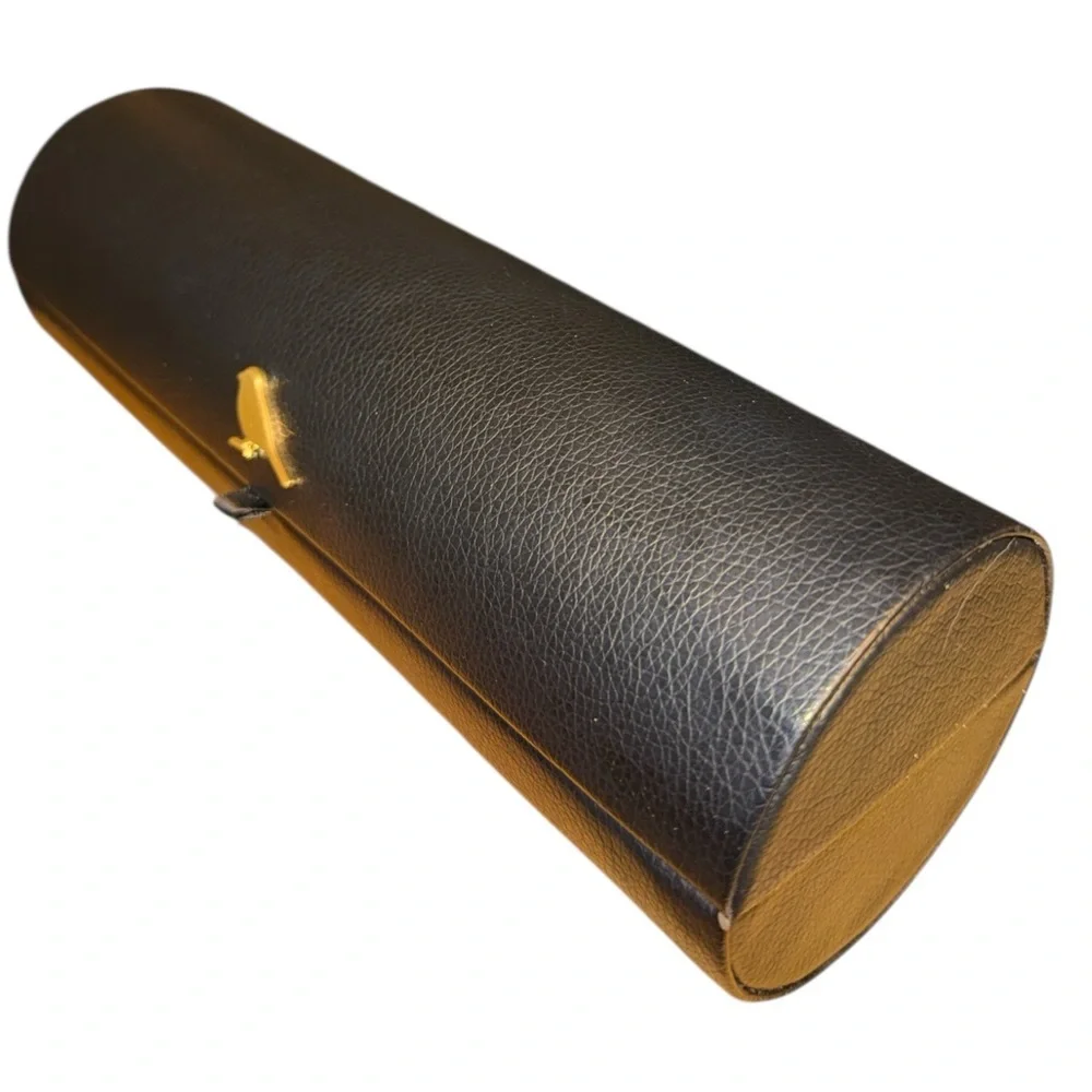 Kestrel Black Vegan Leather Makeup Brush Holder Case Gold Bird Influencer Trend
